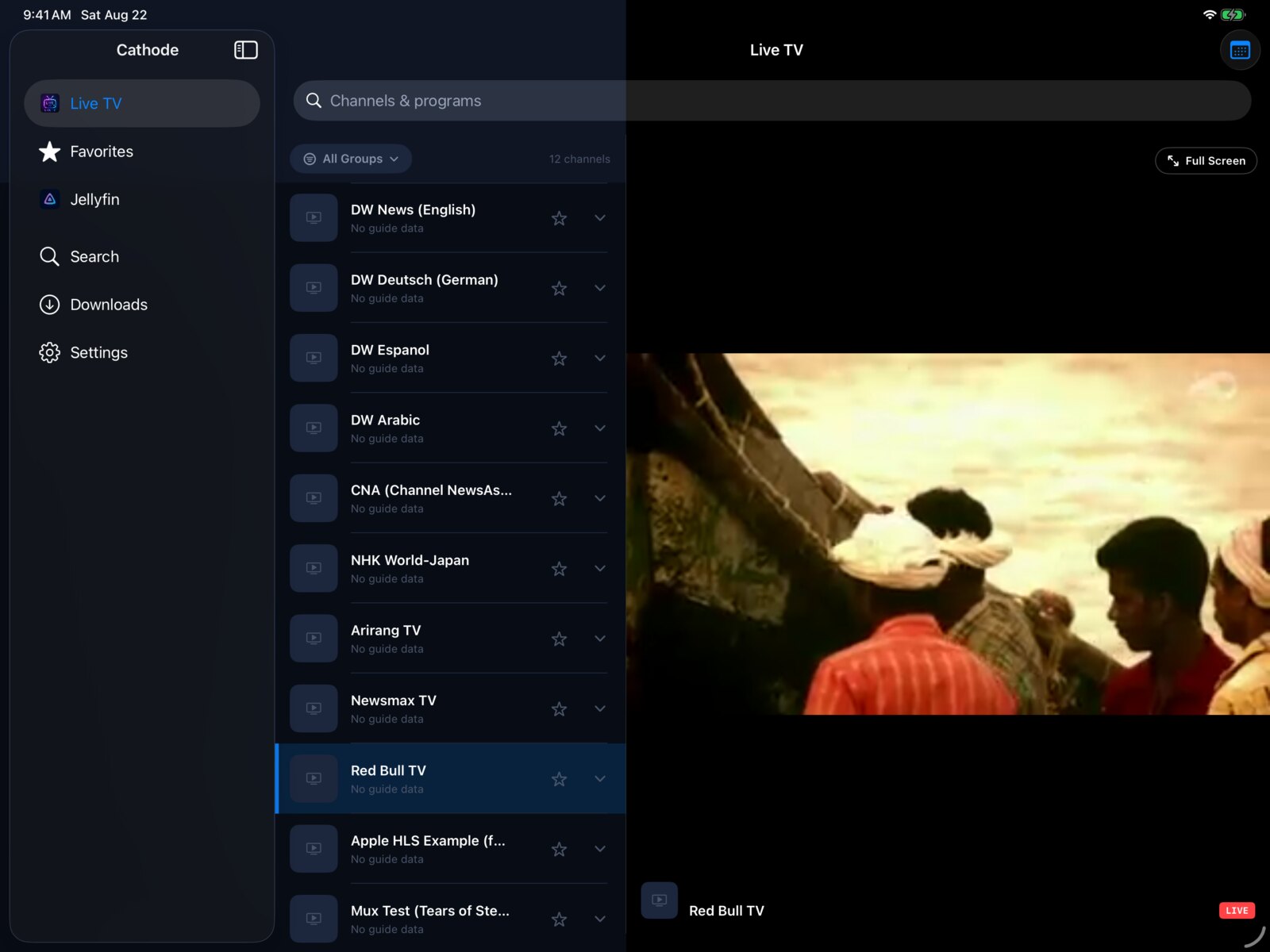 Cathode on iPad — live TV